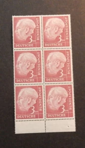 Bund, 196 ** Heuss Sechserblock 6er-Block mit Unterrand  gepr.Schlegel  - Bild 1 von 2