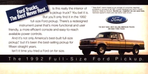 Ford Pickup Truck Full Size Captain's Chairs Rugged Vintage Print Ad 1992 - Picture 1 of 5