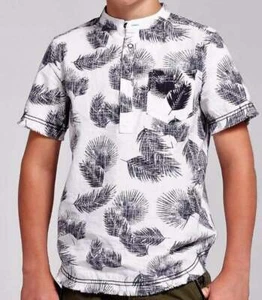 Boys' Palm Popover Button Front XL 16 Shirt Art Class Black & White Palm Leaves - Picture 1 of 8