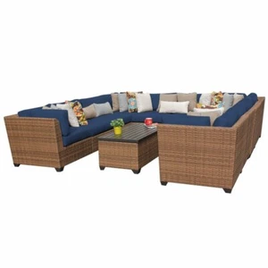 TK Classics Laguna 11-Piece Patio Wicker Sectional Set 11a in Navy - Picture 1 of 1