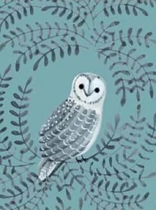 Fabric Picture Panel - Barn Owl Bird Leaves 100% Cotton - 10 x 12.5 cm Applique - Picture 1 of 1