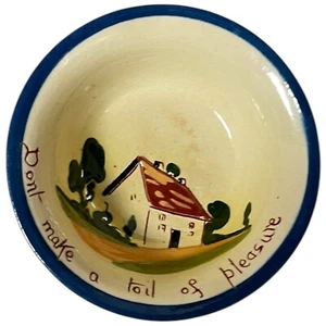 Cuenco de cerámica vintage Devon Torquay Motto Ware placer un trabajo 4" - Imagen 1 de 3
