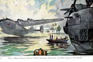 1943 Color Print - Thornton Oakley(Barges On Old Man River-Clipper Ship) - Picture 1 of 2