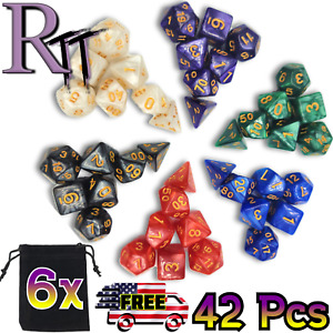 42pcs/Set Polyhedral Dice for DND RPG MTG Dungeons & Dragons Game Toy D4 D12 D20