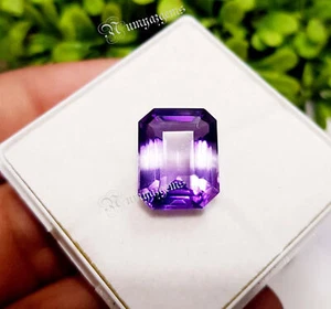 11.20 CT AMETHYST NATURAL PURPLE EMERALD SHAPE LOOSE GEMSTONE - Picture 1 of 7