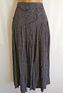 1980's Gerry Weber skirt Black Ditsy print size 12 approx - W 30 inch Midi - Picture 1 of 5