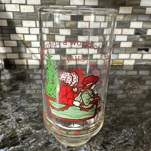 HOLLY HOBBIE Coca-Cola Vintage Edizione Limitata Bicchiere Natale 1977 Slitta - Foto 1 di 6