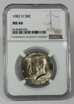 1982-D Kennedy Half Dollar NGC MS66 DDO Brilliant Uncirculated Toned - Image 1 of 4