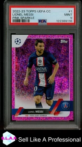 LIONEL MESSI PINK SPARKLE TOPPS UEFA CLUB COMPETITIONS 2022 1 PSA 9 - Bild 1 von 2