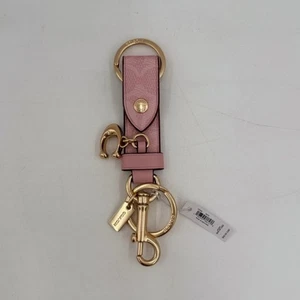 Coach Schlüsselring Taschenanhänger mit Druckknopf CAU86 puderrosa Signatur Canvas - Bild 1 von 6