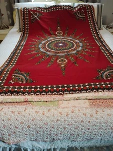 Scarf Wrap Burgundy Color Guaranteed Dutch Java Print 66 By 44 In - Picture 1 of 10
