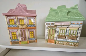 2er Set Avon Süßwaren Küche Kanister Rosa Teestube Grün Kaffeehaus - Bild 1 von 10
