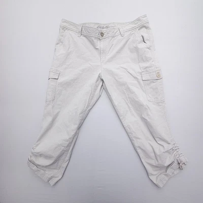 Pantalones cargo Eddie Bauer crop para mujer 16 marfil lona algodón senderismo trabajo al aire libre Foto 1 de 4