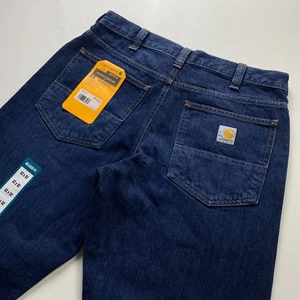 Pantalones de mezclilla rectos Carhartt calce relajado para hombre 32x32 algodón azul oscuro BD5119-M - Imagen 1 de 16