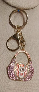 "Purse Hand Bag" Pink Rhinestone Crystal Keychain Keyring Sparkling Bag Charm - Picture 1 of 6