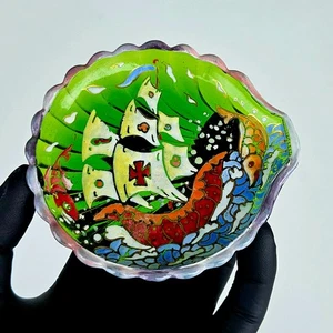 Vintage Art Deco Moser Glass Enamel Plate - Picture 1 of 8