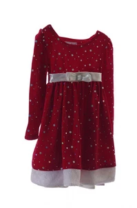Baby Mädchen Kleinkind rot Samt WEIHNACHTEN URLAUB Party Kleid 6 9 24 Monate 3T NEU - Bild 1 von 2