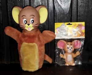 LOTE DE COLECCIÓN RARO TOM & JERRY FIGURA DE JUGUETE DE GOMA ARGENTINA SIN USAR, EN CAJA Y TÍTERE DE MANO JERRY - Imagen 1 de 7