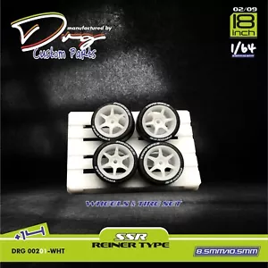 Hot Wheels 3d Tires and Rims Set for 1/64 (DRG 00201-WHT) - Picture 1 of 5