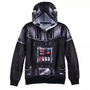 FELPA CON CAPPUCCIO IN COSTUME STAR WARS DARTH VADER CON CERNIERA COMPLETA DA UOMO NUOVA CON ETICHETTE TAGLIA S-XL - Foto 1 di 1