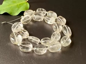 Crystal quartz gemstone olive shape beads size 16-11 mm 8 inches Strand W-15 - Picture 1 of 3