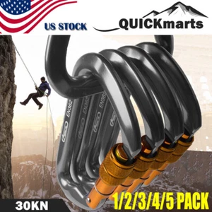 30KN Schwerlast Schraubverschluss Karabiner D-Ring Clip Haken Klettern Höhle - Bild 1 von 14