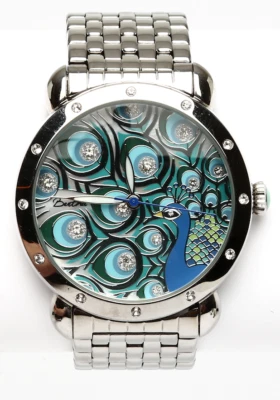 BERTHA Genevieve Steel Case Peacock Mother of Pearl Dial Women's Watch F1174 - Image 1 of 4