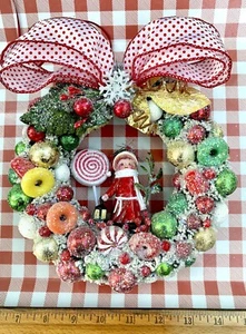 Vintage Christmas Wreath.. Handmade and Ooak.. Holiday Decor.. Great Gifts - Picture 1 of 9
