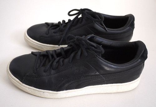 SNEAKERS PUMA BASKET SERIE CITI NERO SUSSURRO BIANCO PELLE Unisex Taglia UK 5