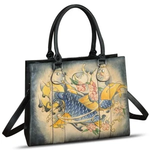 Cartera y bolso de mano de cuero genuino pintado a mano para mujer bandolera bolso de hombro - Imagen 1 de 6