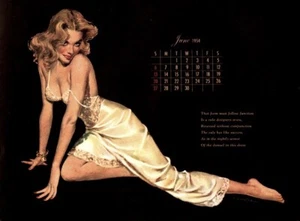 Pinup Calendar 1954 Vintage Esquire Girl Deluxe Ed. E. Chiraka June EX/NM COA - Picture 1 of 2