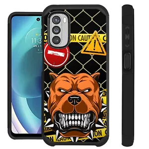 FUSION Case For Moto G Stylus 4G LTE 2022 Hybrid Phone Cover MAD CAUTION DOG - Picture 1 of 4