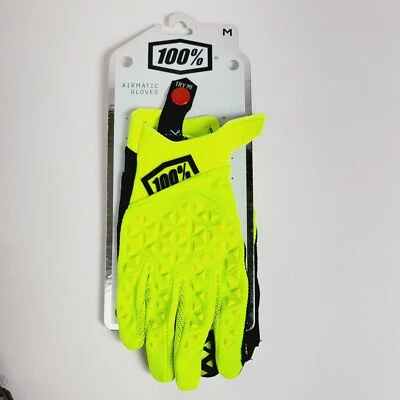 100% Airmatic 手套自行车手套山地车 DH MX 山地自行车越野黄色黑色 MD — 第 1/3 张图片