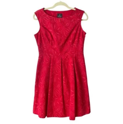 Adrianna Papell Red Cocktail Jacquard Textured Dress Size 8 Petite - Image 1 of 4