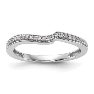 10K White Gold 1/10Ct Diamond Contoured Wedding Band Ring for Women Size 7 - Image 1 of 4