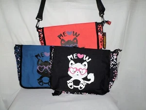 Messenger Crossbody Bag Meow Cat Kitten School work sports Casual - Picture 1 of 6
