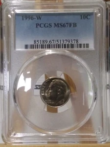 1996-W Roosevelt Dime PCGS MS67FB #51379378 - Picture 1 of 2