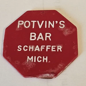 Potvin's Bar Schaffer, MI Plastic Good For Token P-81 - Picture 1 of 2