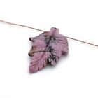Long carved pink and black rhodonite leaf pendant top drill semiprecious 39mm