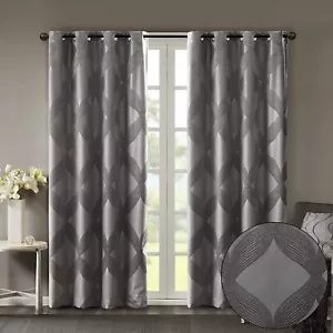 Bentley Total Blackout Curtains Window, Ogee Knitted Jacquard, Grommet Top Li... - Picture 1 of 12