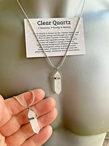 Quarz Chakra Kristall Heilpunkt Anhänger Reiki Halskette UK Lager - Bild 1 von 9
