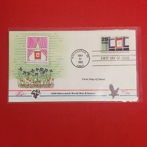 First Day Issue Gold Stars Mark World War II Losses Stamp Cache Envelope - Picture 1 of 7