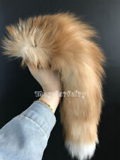 Blond Golden Real Crystal Fox Tail Real Fur Tail Keychain Costume  Pendant