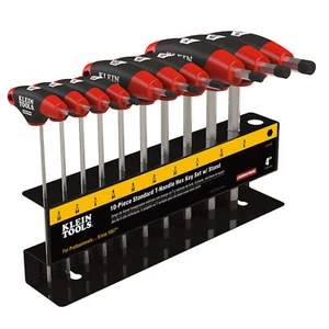 Klein Tools JTH410E Hex Key Set, SAE T-Handle, 4-Inch, with Stand, 10-Piece - Picture 1 of 6