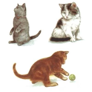 Cats Playing Overglaze Ceramic Decals - Picture 1 of 1