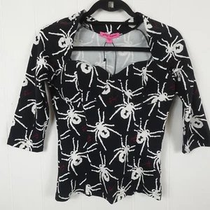 Betsey Johnson Womens Spider Print Top Small - Picture 1 of 13