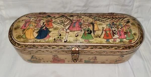Vintage Old Collectible Camel Bone Mughal Islamic Hand Painted Pen Box Kalamdan - Picture 1 of 10