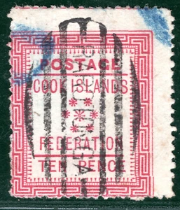 COOK ISLANDS QV Stamp SG.4 10d Carmine (1892) Used *RAROTONGA* Cat £150 SBB38 - Picture 1 of 6