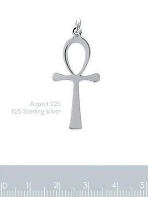 Dolly-Bijoux Pendentif Rhodié Croix Egyptienne 30 mm Argent Massif 925
