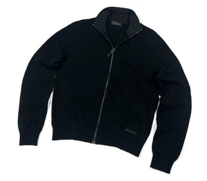 Auth Men's PRADA Milano Black Full Zip Lightweight Wool Sweater Size 48 S/M - Picture 1 of 19